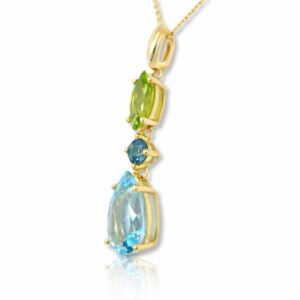 Anhänger, Gelbgold 585, Topas, Peridot, Edelstein, Halskette, Goldwerkstatt Schmuck und Trauringe