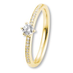 Verlobungsring, Gelbgold, Brillanten, Pavé, Goldwerkstatt, Schmuck und Trauringe, Neuötting