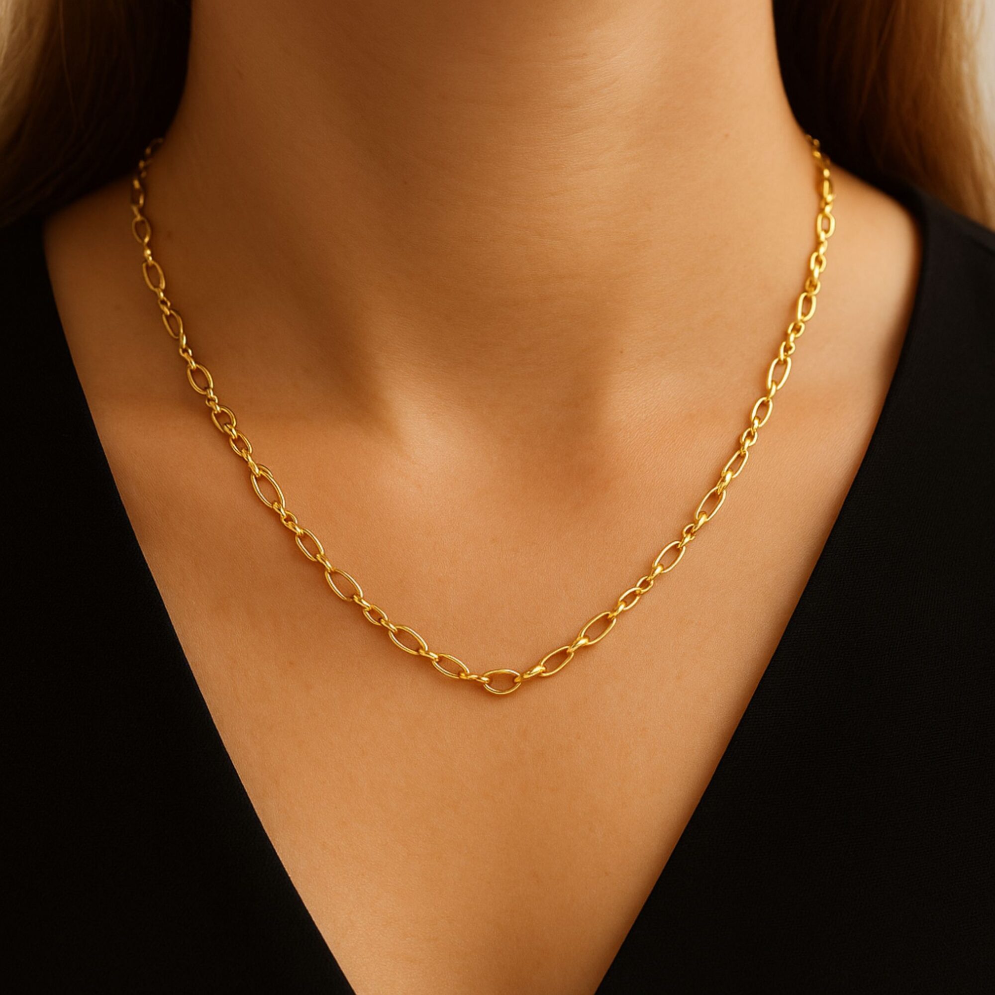 Collier, Gelbgold 333, Halskette, Goldschmuck, Goldwerkstatt, Schmuck und Trauringe, Neuötting, Altötting