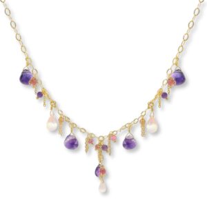 Collier,Silber 925, Amethyst, Rosenquarz, Edelstein, vergoldet, Silberschmuck, Goldwerkstatt, Schmuck und Trauringe, Neuötting, Halskette, Schmuck