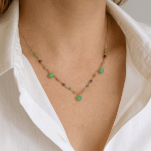 Collier,Silber 925, Chrysopras, Amethyst, Edelstein, vergoldet, Silberschmuck, Goldwerkstatt, Schmuck und Trauringe, Neuötting, Halskette, Schmuck