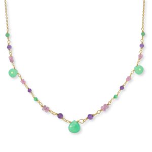 Collier,Silber 925, Chrysopras, Amethyst, Edelstein, vergoldet, Silberschmuck, Goldwerkstatt, Schmuck und Trauringe, Neuötting, Halskette, Schmuck