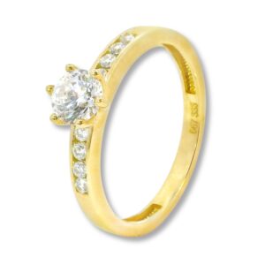 Ring, Verlobungsring, Goldring, Gelbgold, Zirkonia, Goldschmuck, Goldwerkstatt, Schmuck und Trauringe, Neuötting, Altötting
