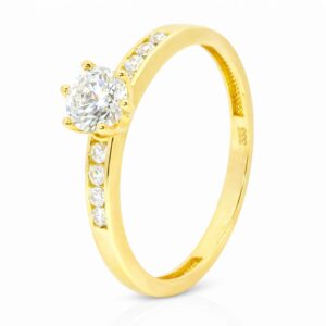 Ring, Verlobungsring, Goldring, Gelbgold, Zirkonia, Goldschmuck, Goldwerkstatt, Schmuck und Trauringe, Neuötting, Altötting