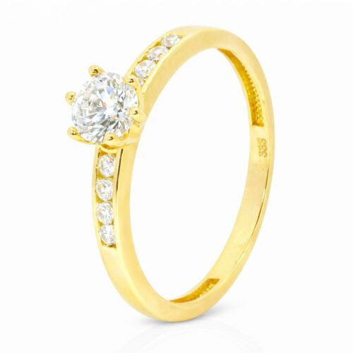 Ring, Verlobungsring, Goldring, Gelbgold, Zirkonia, Goldschmuck, Goldwerkstatt, Schmuck und Trauringe, Neuötting, Altötting