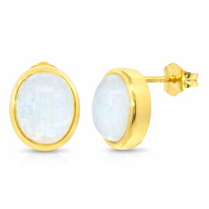 Ohrstecker, Ohrringe, Silber 925, vergoldet, Mondstein, Silberschmuck, Goldwerkstatt Schmuck & Trauringe, Neuötting, Altötting