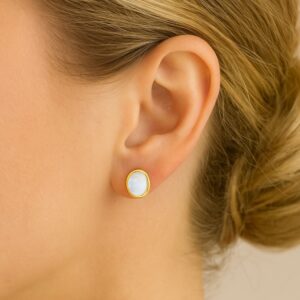 Ohrstecker, Ohrringe, Silber 925, vergoldet, Mondstein, Silberschmuck, Goldwerkstatt Schmuck & Trauringe, Neuötting, Altötting