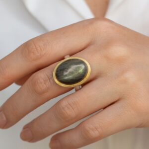 Ring, Silber 925, vergoldet, Labradorit, Schmuck, Silberschmuck, Goldwerkstatt Schmuck und Trauringe, Neuötting, Altötting, Geschenk, Lieblingsmensch