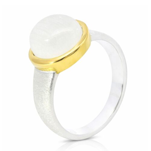Ring, Silber 925, vergoldet, Mondstein, Schmuck, Silberschmuck, Goldwerkstatt Schmuck und Trauringe, Neuötting, Altötting, Geschenk, Lieblingsmensch
