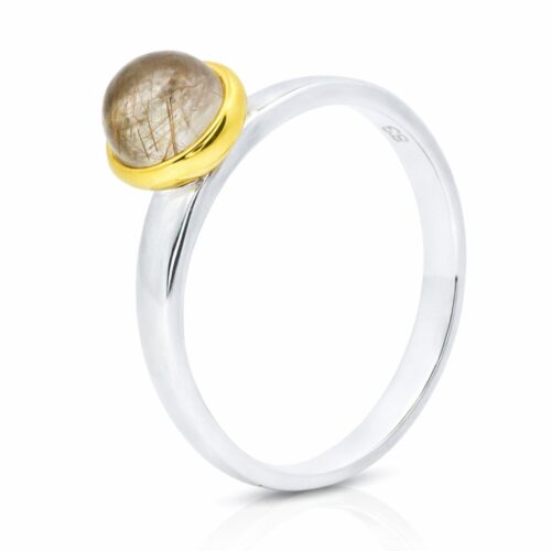 Ring, Silber 925, vergoldet, Goldrutilquarz, Schmuck, Silberschmuck, Goldwerkstatt Schmuck und Trauringe, Neuötting, Altötting, Geschenk, Lieblingsmensch