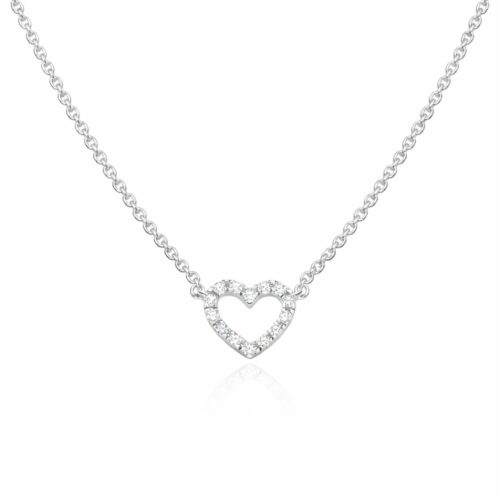 Collier, Herzanhänger, Silber 925, Zirkonia, Geschenk, Silberschmuck, Silberanhänger, Neuötting, Altötting, Goldwerkstatt Schmuck und Trauringe