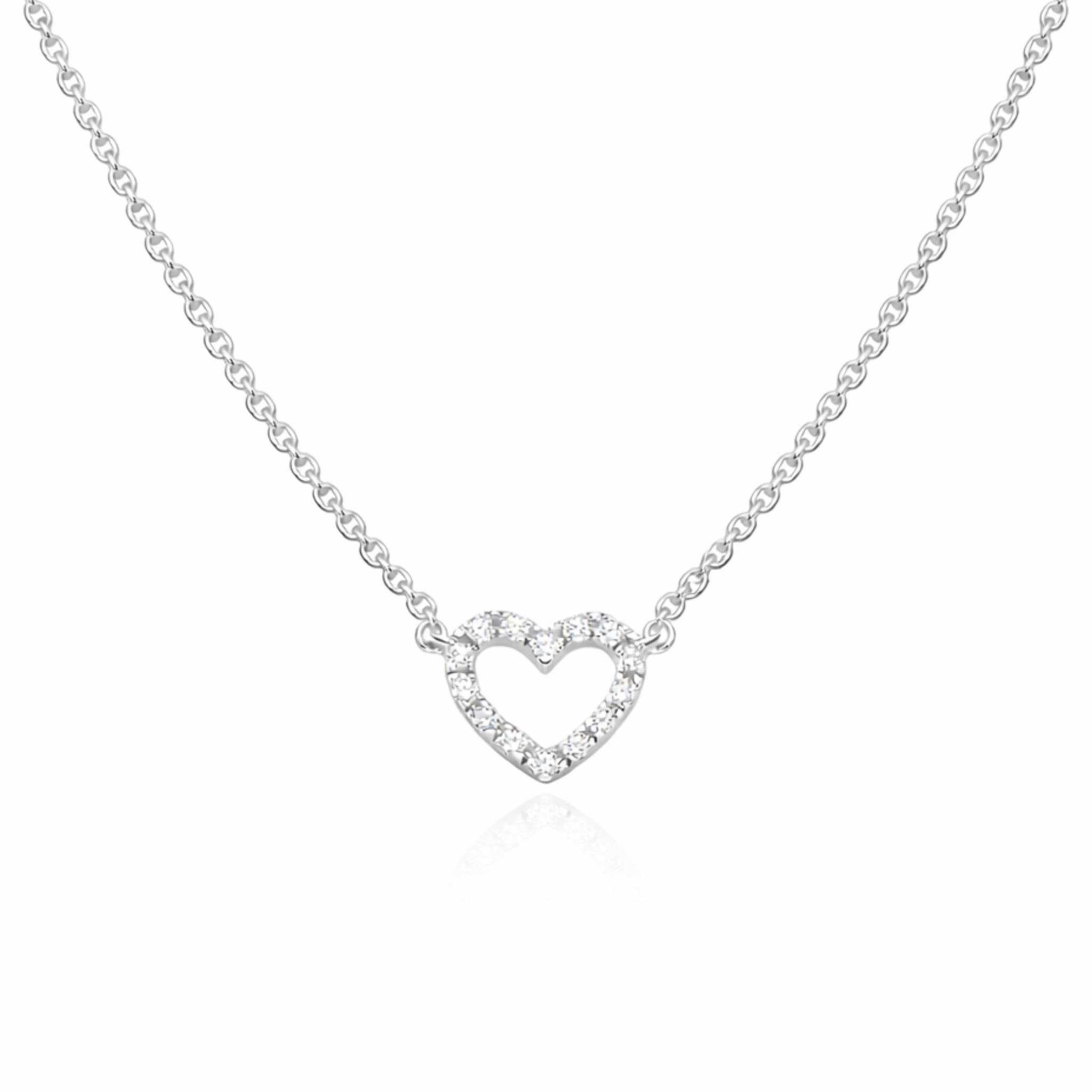 Collier, Herzanhänger, Silber 925, Zirkonia, Geschenk, Silberschmuck, Silberanhänger, Neuötting, Altötting, Goldwerkstatt Schmuck und Trauringe