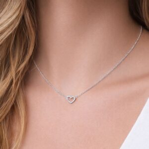 Collier, Herzanhänger, Silber 925, Zirkonia, Geschenk, Silberschmuck, Silberanhänger, Neuötting, Altötting, Goldwerkstatt Schmuck und Trauringe