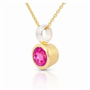 Anhänger, Halskette, Silber 925, vergoldet, Pink Topas, Topas Silberschmuck, Silberring, Edelstein, Goldwerkstatt Schmuck und Trauringe, Neuötting, Altötting, Geschenk