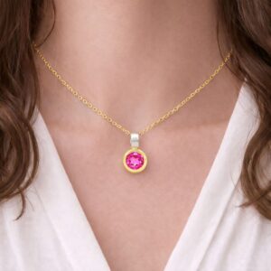 Anhänger, Halskette, Silber 925, vergoldet, Pink Topas, Topas Silberschmuck, Silberring, Edelstein, Goldwerkstatt Schmuck und Trauringe, Neuötting, Altötting, Geschenk