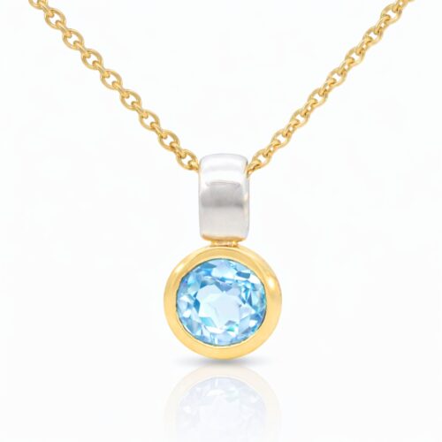 Anhänger, Halskette, Silber 925, vergoldet, hellblau Topas, Topas Silberschmuck, Silberring, Edelstein, Goldwerkstatt Schmuck und Trauringe, Neuötting, Altötting, Geschenk