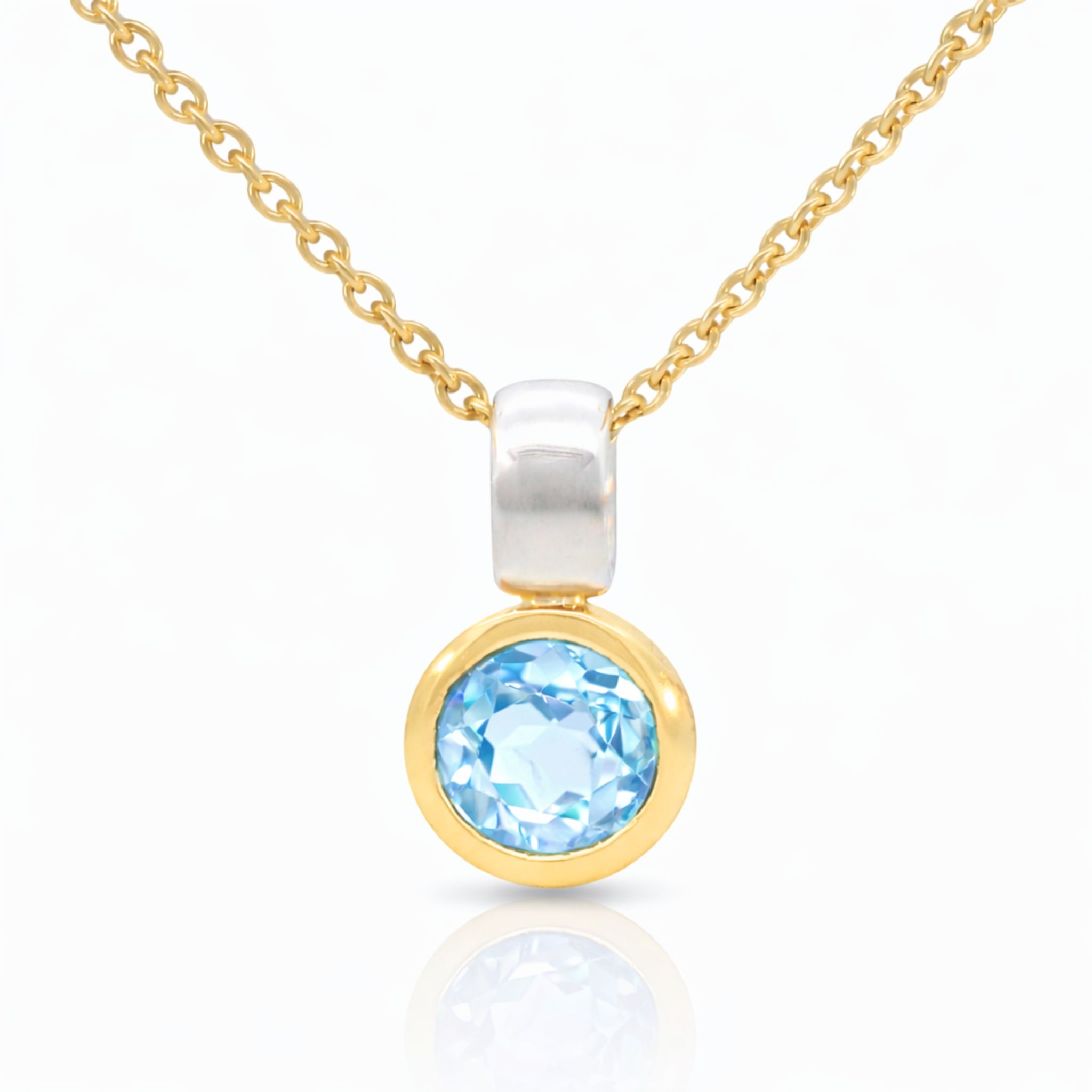 Anhänger, Halskette, Silber 925, vergoldet, hellblau Topas, Topas Silberschmuck, Silberring, Edelstein, Goldwerkstatt Schmuck und Trauringe, Neuötting, Altötting, Geschenk