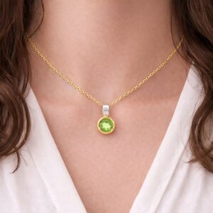 Anhänger, Halskette, Silber 925, vergoldet, Peridot, Silberschmuck, Silberring, Edelstein, Goldwerkstatt Schmuck und Trauringe, Neuötting, Altötting, Geschenk