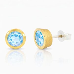 Ohrstecker, Ohrringe, Silber 925, vergoldet, hellblau Topas, Silberschmuck, Silberohrring, Edelstein, Goldwerkstatt Schmuck und Trauringe, Neuötting, Altötting, Geschenk