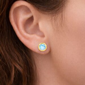 Ohrstecker, Ohrringe, Silber 925, vergoldet, hellblau Topas, Silberschmuck, Silberohrring, Edelstein, Goldwerkstatt Schmuck und Trauringe, Neuötting, Altötting, Geschenk