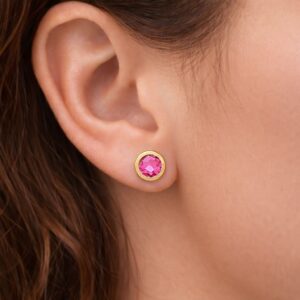 Ohrstecker, Ohrringe, Silber 925, vergoldet, pink Topas, Silberschmuck, Silberohrring, Edelstein, Goldwerkstatt Schmuck und Trauringe, Neuötting, Altötting, Geschenk