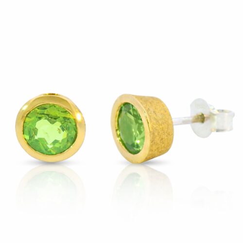 Ohrstecker, Ohrringe, Silber 925, vergoldet, Peridot, Silberschmuck, Silberohrring, Edelstein, Goldwerkstatt Schmuck und Trauringe, Neuötting, Altötting, Geschenk