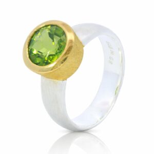Ring, Silber 925, vergoldet, Peridot, Silberschmuck, Silberring, Edelstein, Goldwerkstatt Schmuck und Trauringe, Neuötting, Altötting, Geschenk