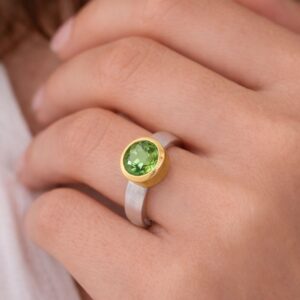 Ring, Silber 925, vergoldet, Peridot, Silberschmuck, Silberring, Edelstein, Goldwerkstatt Schmuck und Trauringe, Neuötting, Altötting, Geschenk