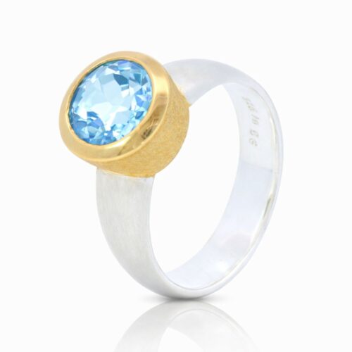 Ring, Silber 925, vergoldet, Topas, Hellblau, Silberschmuck, Silberring, Edelstein, Goldwerkstatt Schmuck und Trauringe, Neuötting, Altötting, Geschenk