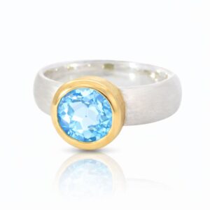 Ring, Silber 925, vergoldet, Topas, Hellblau, Silberschmuck, Silberring, Edelstein, Goldwerkstatt Schmuck und Trauringe, Neuötting, Altötting, Geschenk
