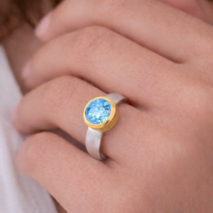 Ring, Silber 925, vergoldet, Topas, Hellblau, Silberschmuck, Silberring, Edelstein, Goldwerkstatt Schmuck und Trauringe, Neuötting, Altötting, Geschenk