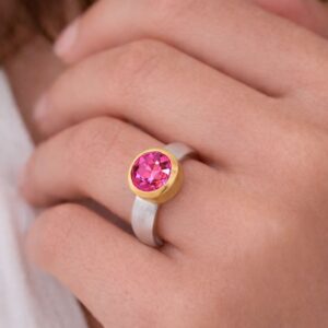 Ring, Silber 925, vergoldet, Topas, Pink, Silberschmuck, Silberring, Edelstein, Goldwerkstatt Schmuck und Trauringe, Neuötting, Altötting, Geschenk