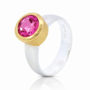 Ring, Silber 925, vergoldet, Topas, Pink, Silberschmuck, Silberring, Edelstein, Goldwerkstatt Schmuck und Trauringe, Neuötting, Altötting, Geschenk
