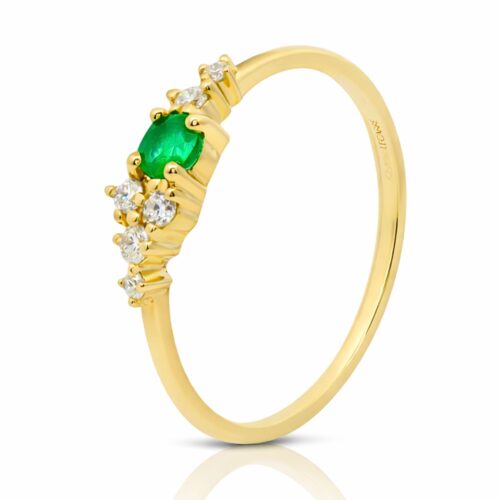 Ring, Gelbgold, Gelbgold 585, Verlobungsring, Goldring, Smaragd, Brillanten, Verlobungsring, Geschenkidee, Goldwerkstatt Schmuck und Trauringe, Neuötting, Altötting, Goldschmuck