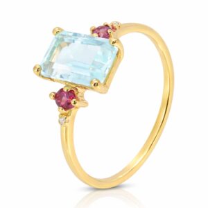 Ring, Gelbgold, Gelbgold 585, Verlobungsring, Goldring, Topas, Brillanten, Verlobungsring, Geschenkidee, Goldwerkstatt Schmuck und Trauringe, Neuötting, Altötting, Goldschmuck