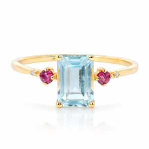 Ring, Gelbgold, Gelbgold 585, Verlobungsring, Goldring, Topas, Brillanten, Verlobungsring, Geschenkidee, Goldwerkstatt Schmuck und Trauringe, Neuötting, Altötting, Goldschmuck