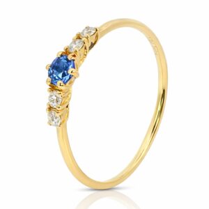 Ring, Gelbgold, Gelbgold 585, Verlobungsring, Goldring, Safir, Brillanten, Verlobungsring, Geschenkidee, Goldwerkstatt Schmuck und Trauringe, Neuötting, Altötting, Goldschmuck