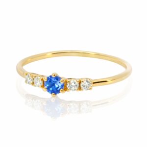 Ring, Gelbgold, Gelbgold 585, Verlobungsring, Goldring, Safir, Brillanten, Verlobungsring, Geschenkidee, Goldwerkstatt Schmuck und Trauringe, Neuötting, Altötting, Goldschmuck