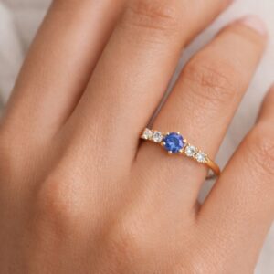 Ring, Gelbgold, Gelbgold 585, Verlobungsring, Goldring, Safir, Brillanten, Verlobungsring, Geschenkidee, Goldwerkstatt Schmuck und Trauringe, Neuötting, Altötting, Goldschmuck