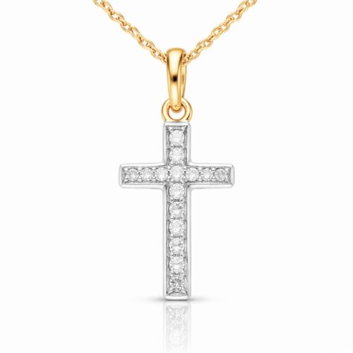 Anhänger, Gelbgold 333, Halskette, Kreuz, Kommunion, Taufe, Zirkonia, Schmuckanhänger, Goldwerkstatt, Schmuck und Trauringe, Neuötting, Altötting, Herzanhänger