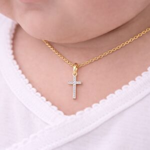 Anhänger, Gelbgold 333, Halskette, Kreuz, Kommunion, Taufe, Zirkonia, Schmuckanhänger, Goldwerkstatt, Schmuck und Trauringe, Neuötting, Altötting, Herzanhänger