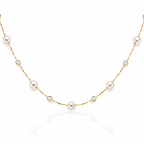 Collier, Gelbgold 333, Zirkonia, Süßwasserperle, Brautschmuck, Goldschmuck, Lieblingsmensch, Perlenschmuck, Altötting, Neuötting, Mühldorf am Inn, Goldwerkstatt Schmuck und Trauringe
