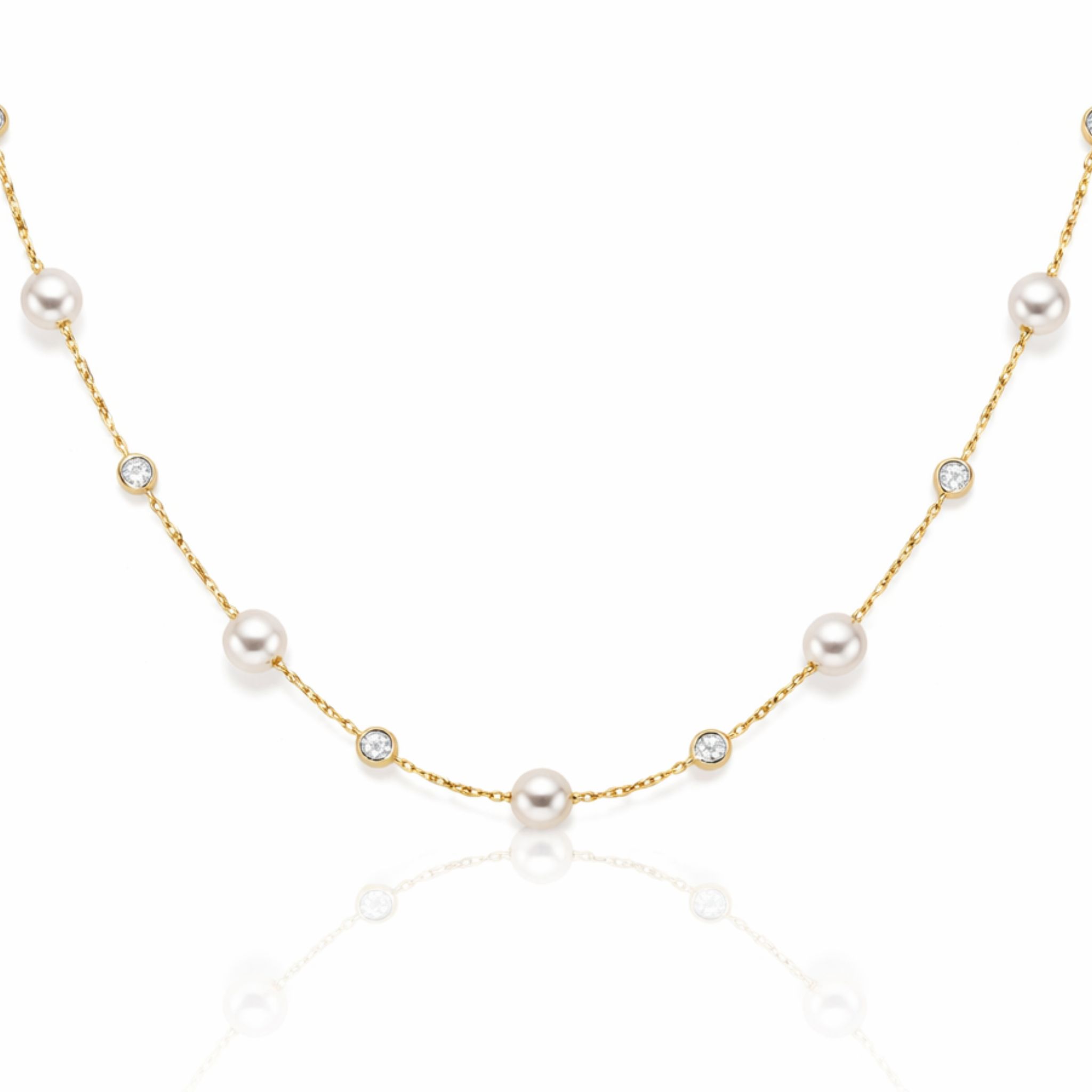 Collier, Gelbgold 333, Zirkonia, Süßwasserperle, Brautschmuck, Goldschmuck, Lieblingsmensch, Perlenschmuck, Altötting, Neuötting, Mühldorf am Inn, Goldwerkstatt Schmuck und Trauringe